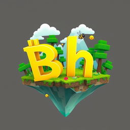 A 512x512 icon designed in an animated style featuring the letters 'B' and 'H' in a vibrant yellow color, cascading dynamically across the image