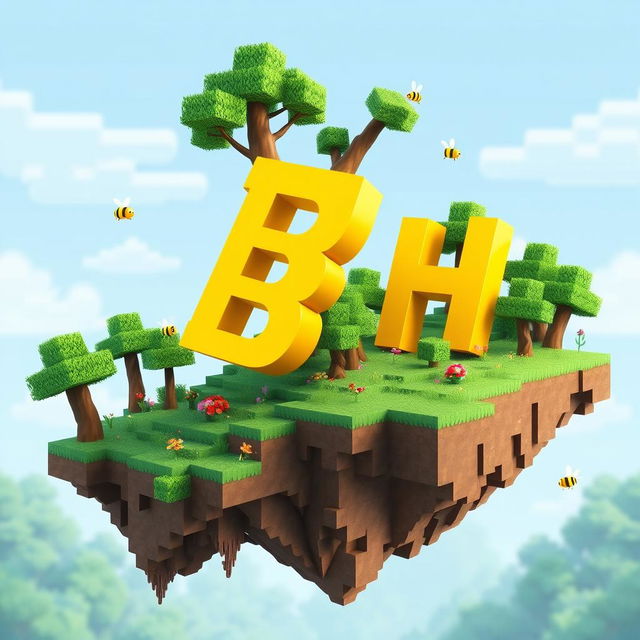 A 512x512 icon designed in an animated style featuring the letters 'B' and 'H' in a vibrant yellow color, cascading dynamically across the image