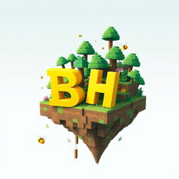 A 512x512 icon designed in an animated style featuring the letters 'B' and 'H' in a vibrant yellow color, cascading gracefully across the image