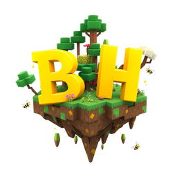 A 512x512 icon designed in an animated style featuring the letters 'B' and 'H' in a vibrant yellow color, cascading gracefully across the image