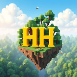 A 512x512 icon designed in an animated style featuring the letters 'B' and 'H' in a bright yellow color, elegantly cascading across the image