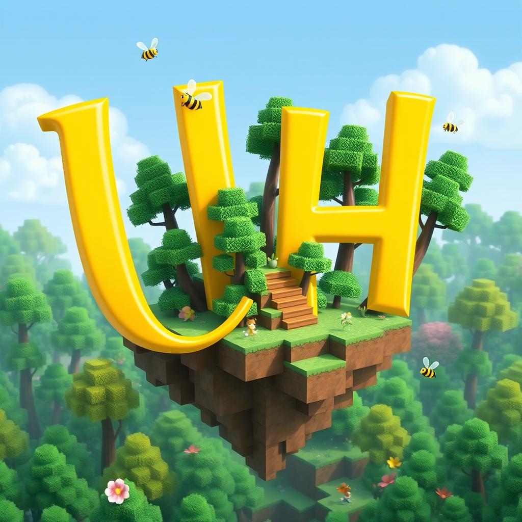 A 512x512 icon designed in an animated style featuring the letters 'B' and 'H' in a bright yellow color, elegantly cascading across the image