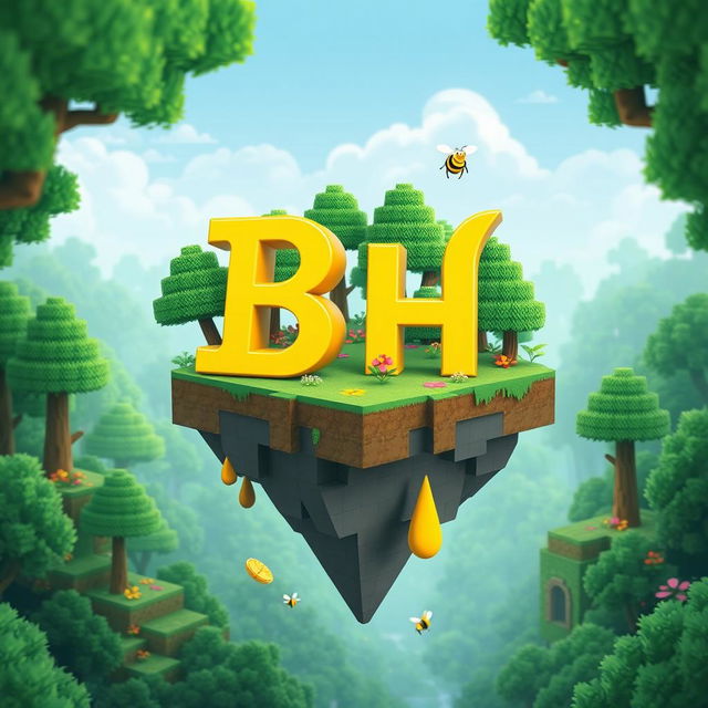 A 512x512 icon designed in an animated style featuring the letters 'B' and 'H' in a bright yellow color, elegantly cascading across the image