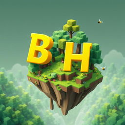A 512x512 icon designed in an animated style featuring the letters 'B' and 'H' in a bright yellow color, elegantly cascading across the image