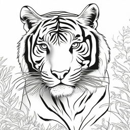 Color illustration of a highly detailed, full-bodied aggressive tiger against a stark white background.