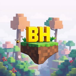 A 512x512 logo created in an animated Minecraft style, showcasing the letters 'B' and 'H' closely positioned together in a bright yellow color