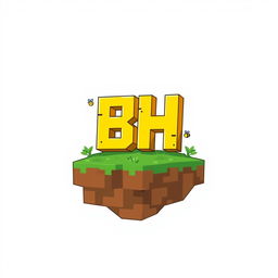 A 512x512 logo designed in an animated Minecraft style, featuring the letters 'B' and 'H' closely positioned together in a vibrant yellow color