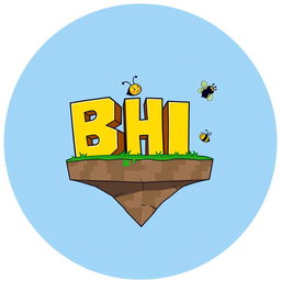 A 512x512 circular logo designed in an animated style using Minecraft dye colors, prominently featuring the letters 'B' and 'H' closely positioned together in a bright yellow color