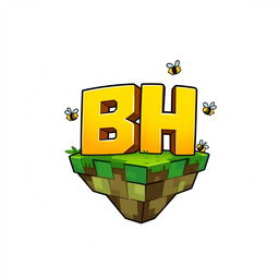 A 512x512 circular logo designed in an animated style using Minecraft dye colors, prominently featuring the letters 'B' and 'H' closely positioned together in a bright yellow color