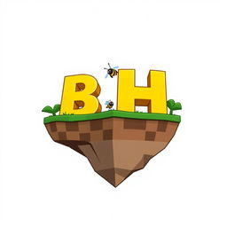 A 512x512 circular logo designed in an animated style using Minecraft dye colors, prominently featuring the letters 'B' and 'H' closely positioned together in a bright yellow color