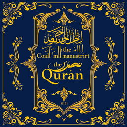A stunning book cover design for the oldest manuscript of the Quran, attributed to Golam Mahammad