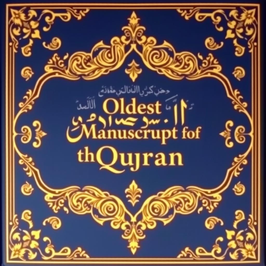 A stunning book cover design for the oldest manuscript of the Quran, attributed to Golam Mahammad