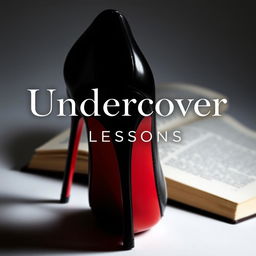 A striking book cover for 'Undercover Lessons' featuring a luxurious red bottom heel by Prada