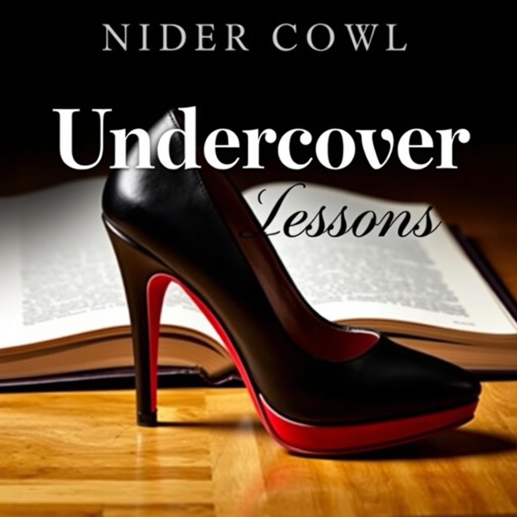 A striking book cover for 'Undercover Lessons' featuring a luxurious red bottom heel by Prada