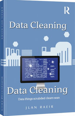 A sophisticated and modern book cover design focused on the topic of data cleaning in data analysis