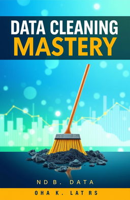 A visually striking book cover for a data analysis topic focused on data cleaning, featuring a vibrant design that includes abstract shapes representing data points and graphs