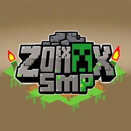 A logo design featuring the text 'ZonixSmp' in a Minecraft theme