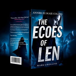 A captivating paperback book cover design for the novel 'The Echoes of Fallen', featuring the protagonist Anna Collins, a strong and emotional female character, and Mark Thompson, her mysterious love interest