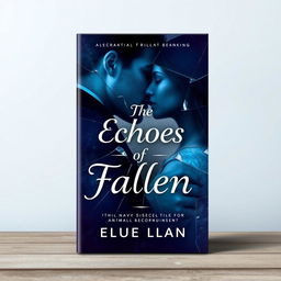 A captivating book cover design for 'The Echoes of Fallen', featuring themes of betrayal, love, mystery, thrill, and humor