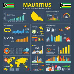 A detailed infographic showcasing the economic growth of Mauritius over the past decade