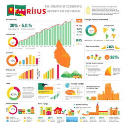 A detailed infographic showcasing the economic growth of Mauritius over the past decade