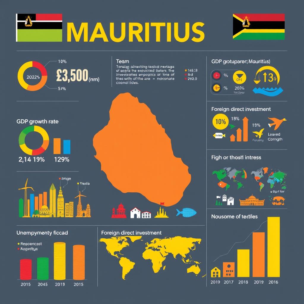 A detailed infographic showcasing the economic growth of Mauritius over the past decade