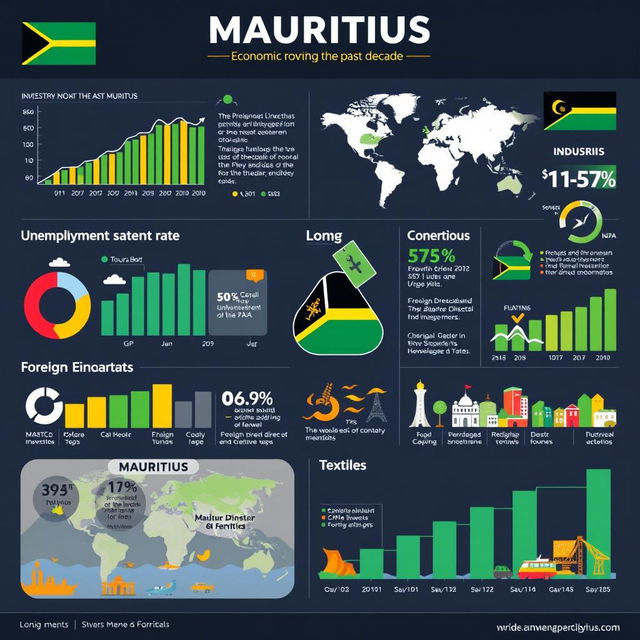 A detailed infographic showcasing the economic growth of Mauritius over the past decade