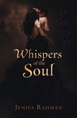 A romantic, mysterious gothic book cover featuring deep, rich colors such as chocolate brown, dark purple, and black, seamlessly blended to create a moody, alluring atmosphere
