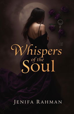 A romantic, mysterious gothic book cover featuring deep, rich colors such as chocolate brown, dark purple, and black, seamlessly blended to create a moody, alluring atmosphere