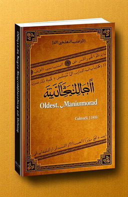 A sophisticated and elegant book cover design for a research book titled 'Oldest Manuscript of Quran' by Golam Mahammad