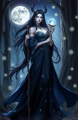 Olla Noxen is an elegant and mysterious female character portrayed as a sorceress in a fantastical setting