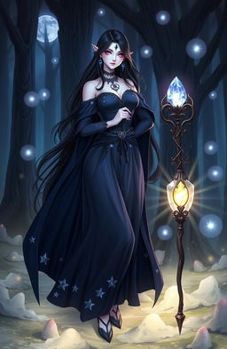 Olla Noxen is an elegant and mysterious female character portrayed as a sorceress in a fantastical setting