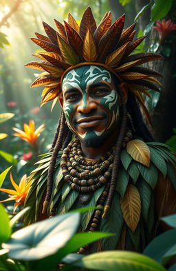 A captivating image of a Brazilian character named Zé Dias, who is the guardian of the forest