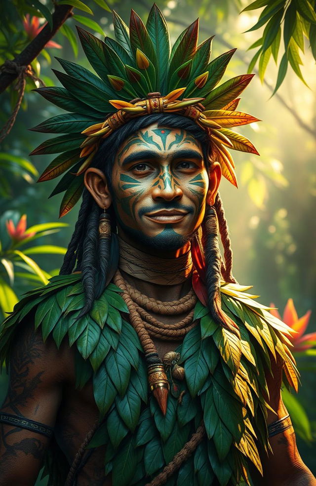 A captivating image of a Brazilian character named Zé Dias, who is the guardian of the forest