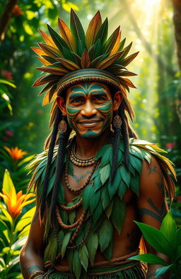 A captivating image of a Brazilian character named Zé Dias, who is the guardian of the forest