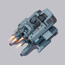 A clean and detailed top-down 2D illustration of a futuristic laser turret harvester, showcasing its intricate design featuring rotating laser cannons, cooling fins, and metallic structures