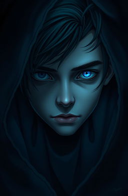 A captivating and mysterious portrait of a person with one striking blue eye, embodying an air of enigma