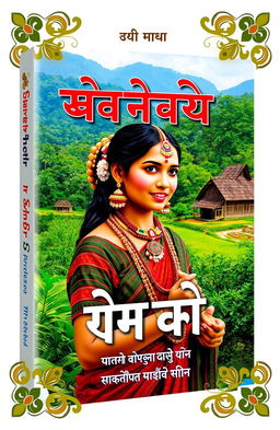 A vibrant and colorful book cover design titled 'मध्यप्रदेश की जनजातियां' showcasing the diverse tribal cultures of Madhya Pradesh, India