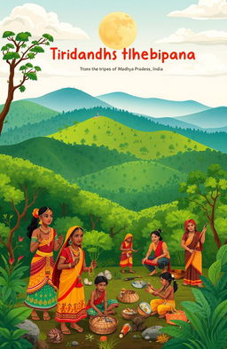 A vibrant illustration showcasing the rich cultural heritage of the tribes of Madhya Pradesh, India