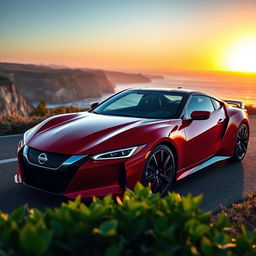 An elegant Nissan NSX showcasing its sleek, aerodynamic design in a stunning outdoor setting