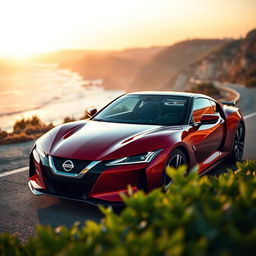 An elegant Nissan NSX showcasing its sleek, aerodynamic design in a stunning outdoor setting