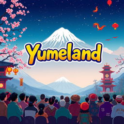 A vibrant movie poster for 'Yumeland', a cinema that beautifully blends Asian and Peruvian cultural themes