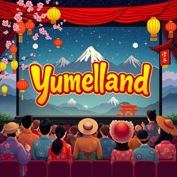 A vibrant movie poster for 'Yumeland', a cinema that beautifully blends Asian and Peruvian cultural themes