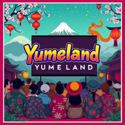 A vibrant movie poster for 'Yumeland', a cinema that beautifully blends Asian and Peruvian cultural themes