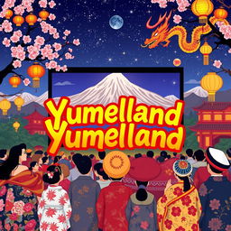 A vibrant movie poster for 'Yumeland', a cinema that beautifully blends Asian and Peruvian cultural themes