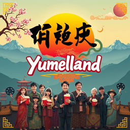 A captivating movie poster for 'Yumeland', a cinema that artfully merges Asian and Peruvian cultural elements