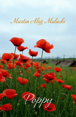A serene World War I battlefield near Verdun, beautifully covered in vibrant red poppies swaying gently in the breeze