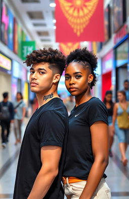 A 24-year-old light-skinned brown male with a freeform afro hairstyle, wearing a black t-shirt with a large bold tattoo on his neck that says "numb"