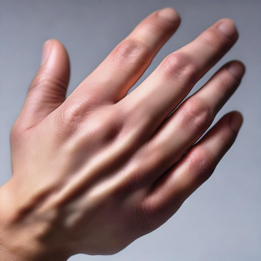 A close-up image of a hand displaying hypertrophic scars with intricate detail, showcasing the texture and elevation.