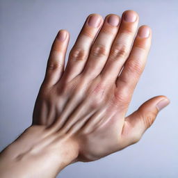 A close-up image of a hand displaying hypertrophic scars with intricate detail, showcasing the texture and elevation.